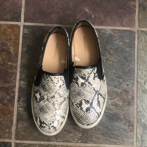 Snakeskin print slip on sneakers